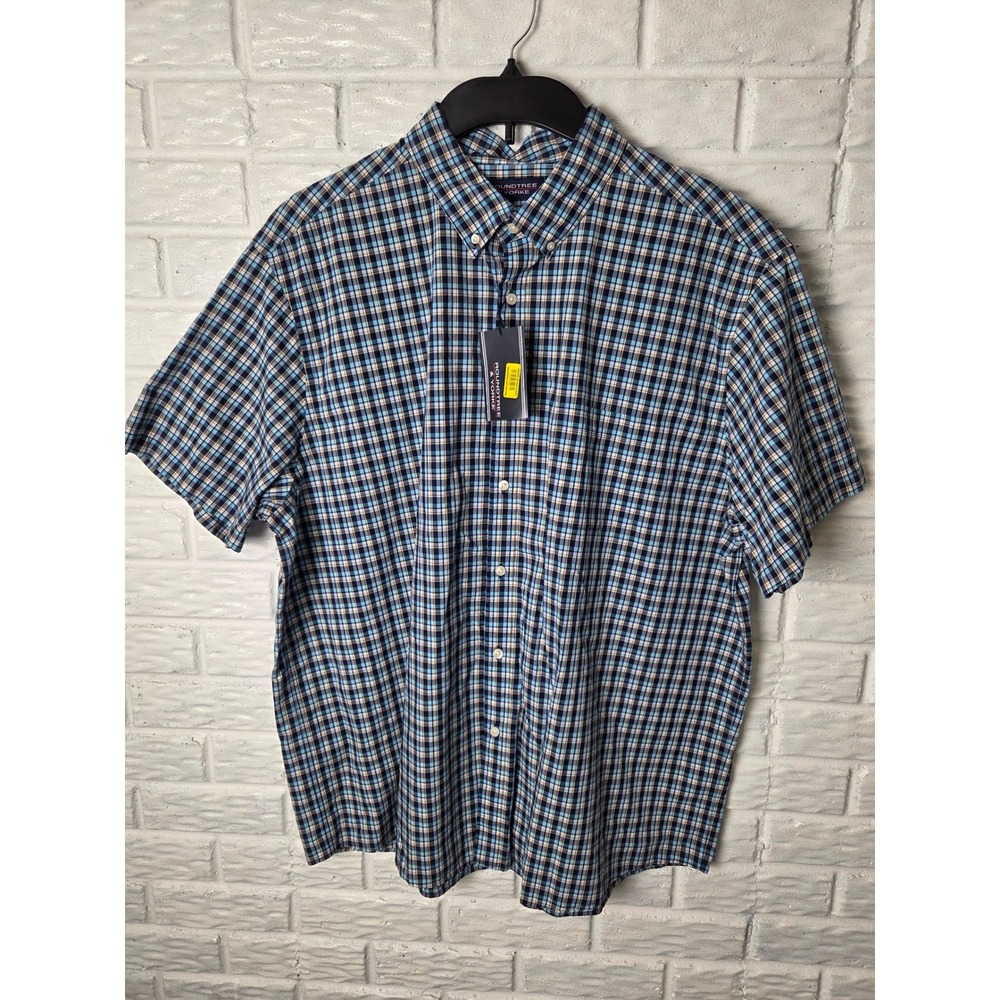 Men's size XXL Roundtree & Yorke button up shirt Multi plaid Cotton NWT